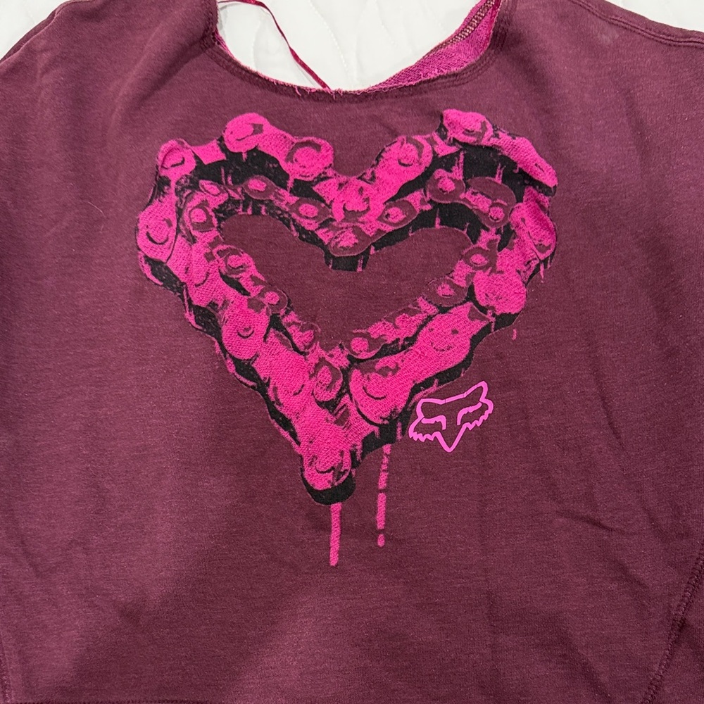 Fox Burgundy Heart Long Sleeve Shirt - Picture 2 of 3
